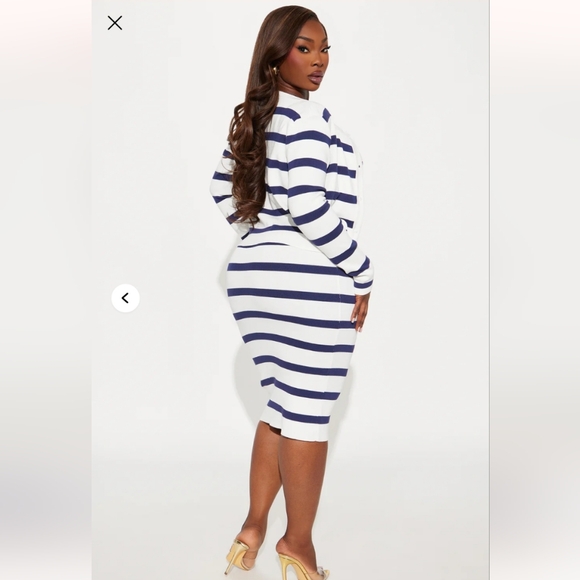 Fashion Nova Christiana Striped Sweater Midi Dress Set-Navy/combo Size 1X (NWOT) - Picture 4 of 10